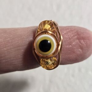 Copper and Orange Evil Eye Ring